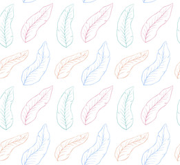 Hand drawn leaves pattern on white