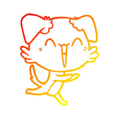warm gradient line drawing happy little dog cartoon