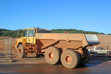 Obraz premium Dump truck on a road construction site