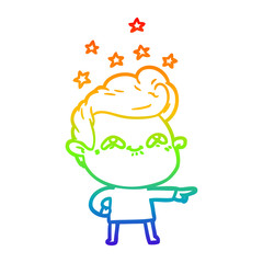 rainbow gradient line drawing cartoon excited man