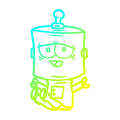 cold gradient line drawing cartoon robot