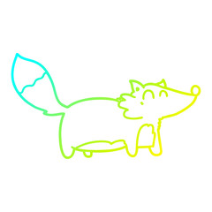 cold gradient line drawing fat cartoon fox