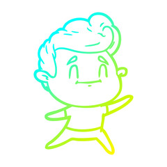 cold gradient line drawing happy cartoon man