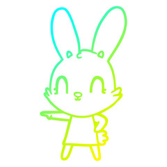 cold gradient line drawing cute cartoon rabbit in dress