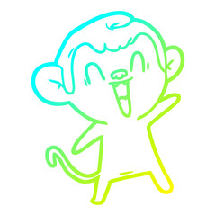 cold gradient line drawing cartoon laughing monkey