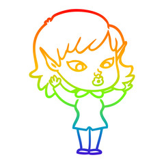 rainbow gradient line drawing pretty cartoon elf girl