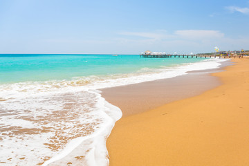 Beautiful beach scenery on Turkish Riviera near Side