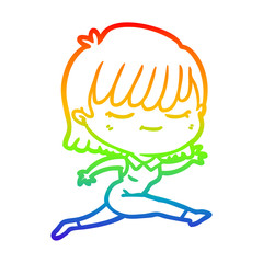 rainbow gradient line drawing cartoon woman