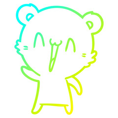 cold gradient line drawing happy polar bear cartoon