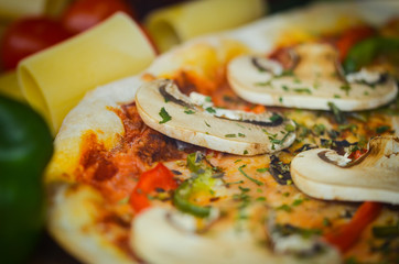 fresh italian pizza - close up view