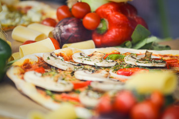 fresh italian pizza - close up view