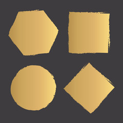 Hand Drawn Golden Basic Shapes. Vector Geometric Elements with Rough Edges
