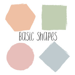 Hand Drawn Colorful Basic Shapes. Vector Geometric Elements with Rough Edges