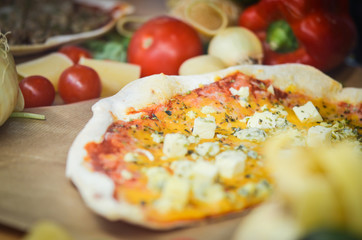 fresh italian pizza - close up view