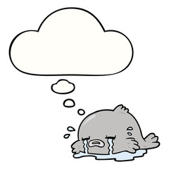 cartoon crying fish and thought bubble