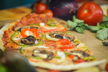 fresh italian pizza - close up view