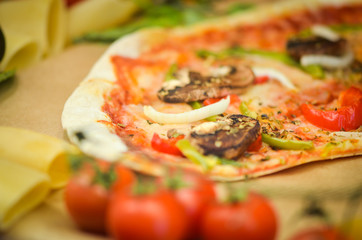 fresh italian pizza - close up view