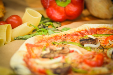 fresh italian pizza - close up view