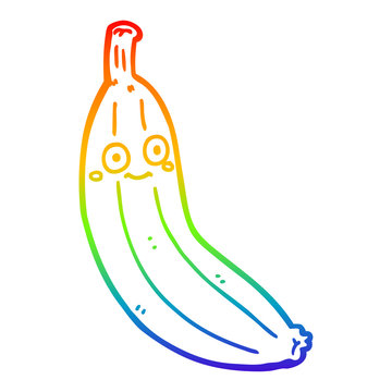 recommend clip art: rainbow gradient line drawing cartoon banana