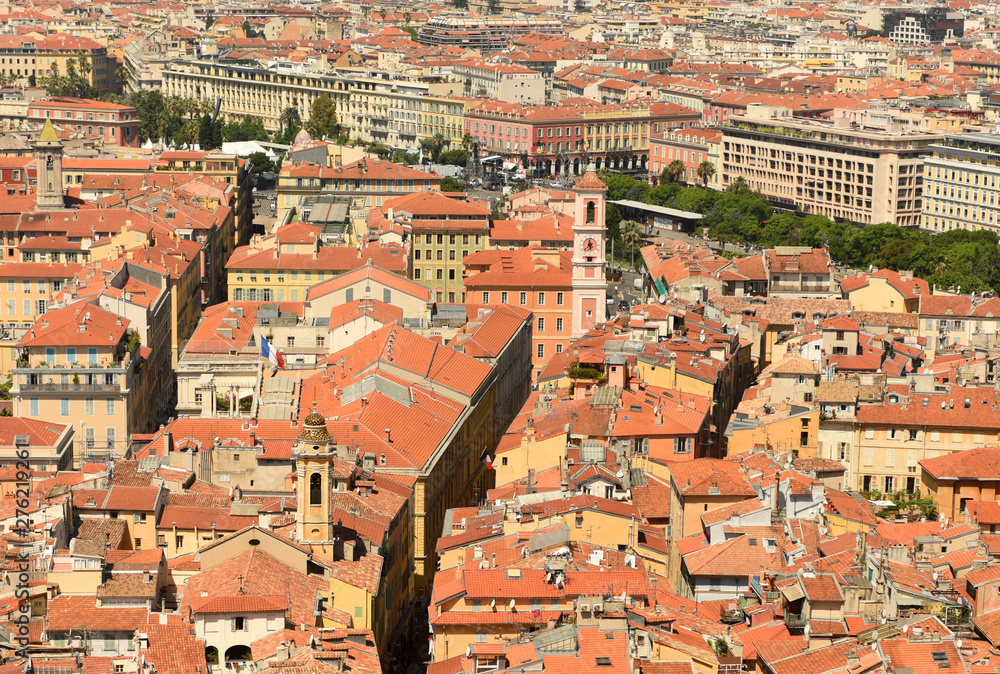 Wall mural cityscape of nice, france. aerial view of the nice, france