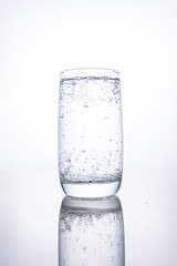Full glass cup with carbonated pure mineral water