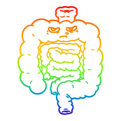 rainbow gradient line drawing cartoon intestines