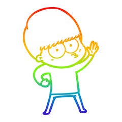 rainbow gradient line drawing nervous cartoon boy