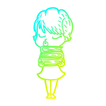 recommend clip art: cold gradient line drawing cartoon woman with eyes shut