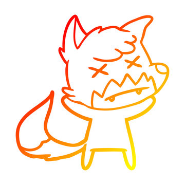 recommend clip art: warm gradient line drawing cartoon cross eyed fox