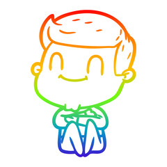 rainbow gradient line drawing cartoon friendly man