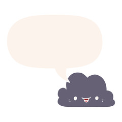 cute cartoon cloud and speech bubble in retro style