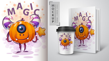 Hallooween pumpkin - mockup for your idea © rwgusev