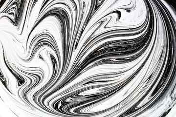 abstract image mixing of two colors. The texture of the circles of white and black paint