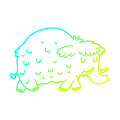 cold gradient line drawing cartoon prehistoric mammoth