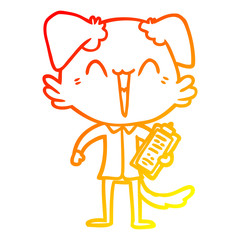 warm gradient line drawing happy office dog cartoon