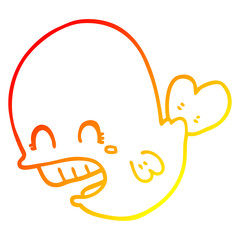 warm gradient line drawing cartoon whale