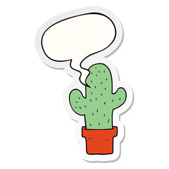 cartoon cactus and speech bubble sticker