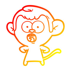 warm gradient line drawing cartoon shocked monkey