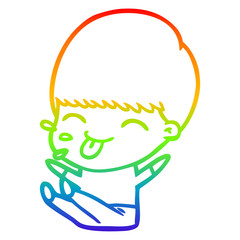 rainbow gradient line drawing cartoon boy