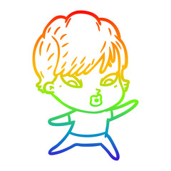 rainbow gradient line drawing cartoon woman