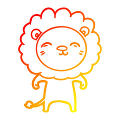 warm gradient line drawing cartoon lion