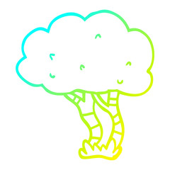 cold gradient line drawing cartoon tree