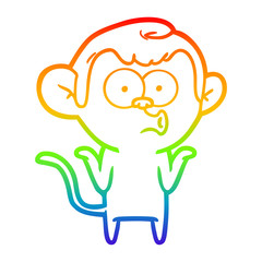 Obraz premium rainbow gradient line drawing cartoon confused monkey