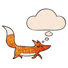 cartoon wolf and thought bubble in grunge texture pattern style