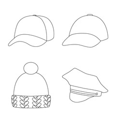 Vector design of headgear and napper logo. Collection of headgear and helmet stock symbol for web.