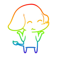 rainbow gradient line drawing cute cartoon elephant
