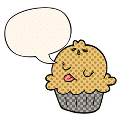 cute cartoon pie and speech bubble in comic book style