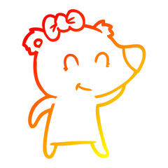 warm gradient line drawing female bear cartoon
