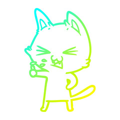 cold gradient line drawing cartoon cat hissing