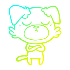 cold gradient line drawing cute cartoon dog